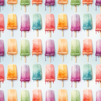 Watercolor Summer Popsicle Pattern 2 Quilting Cotton Fabric