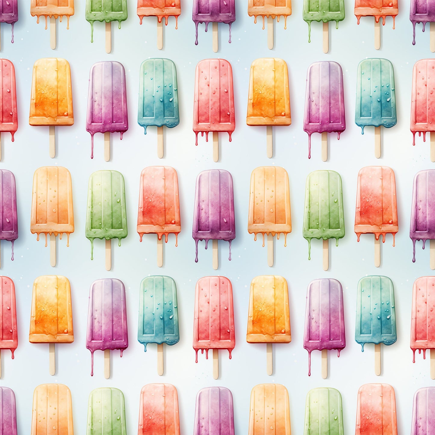 Watercolor Summer Popsicle Pattern 2 Quilting Cotton Fabric