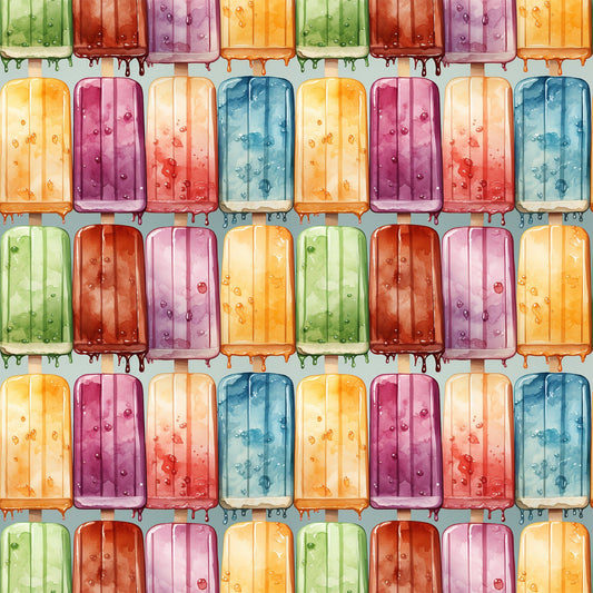 Watercolor Summer Popsicle Pattern 3 Quilting Cotton Fabric