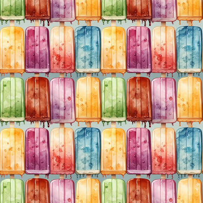 Watercolor Summer Popsicle Pattern 3 Quilting Cotton Fabric