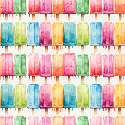 Watercolor Summer Popsicle Pattern 4 Quilting Cotton Fabric