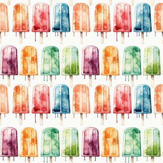 Watercolor Summer Popsicle Pattern 5 Quilting Cotton Fabric