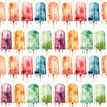 Watercolor Summer Popsicle Pattern 5 Quilting Cotton Fabric