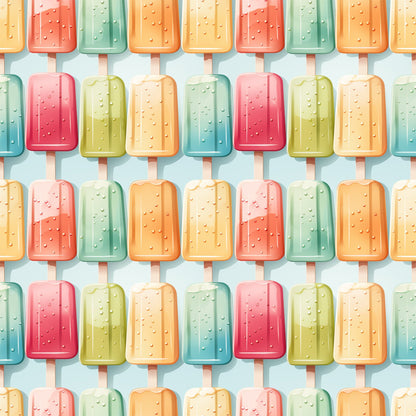 Watercolor Summer Popsicle Pattern 6 Quilting Cotton Fabric