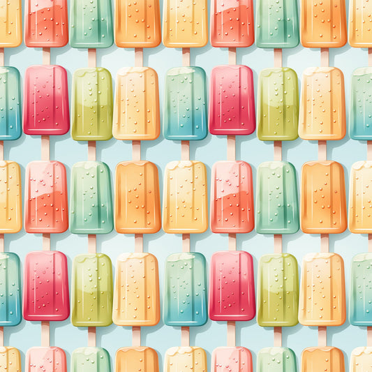 Watercolor Summer Popsicle Pattern 6 Quilting Cotton Fabric