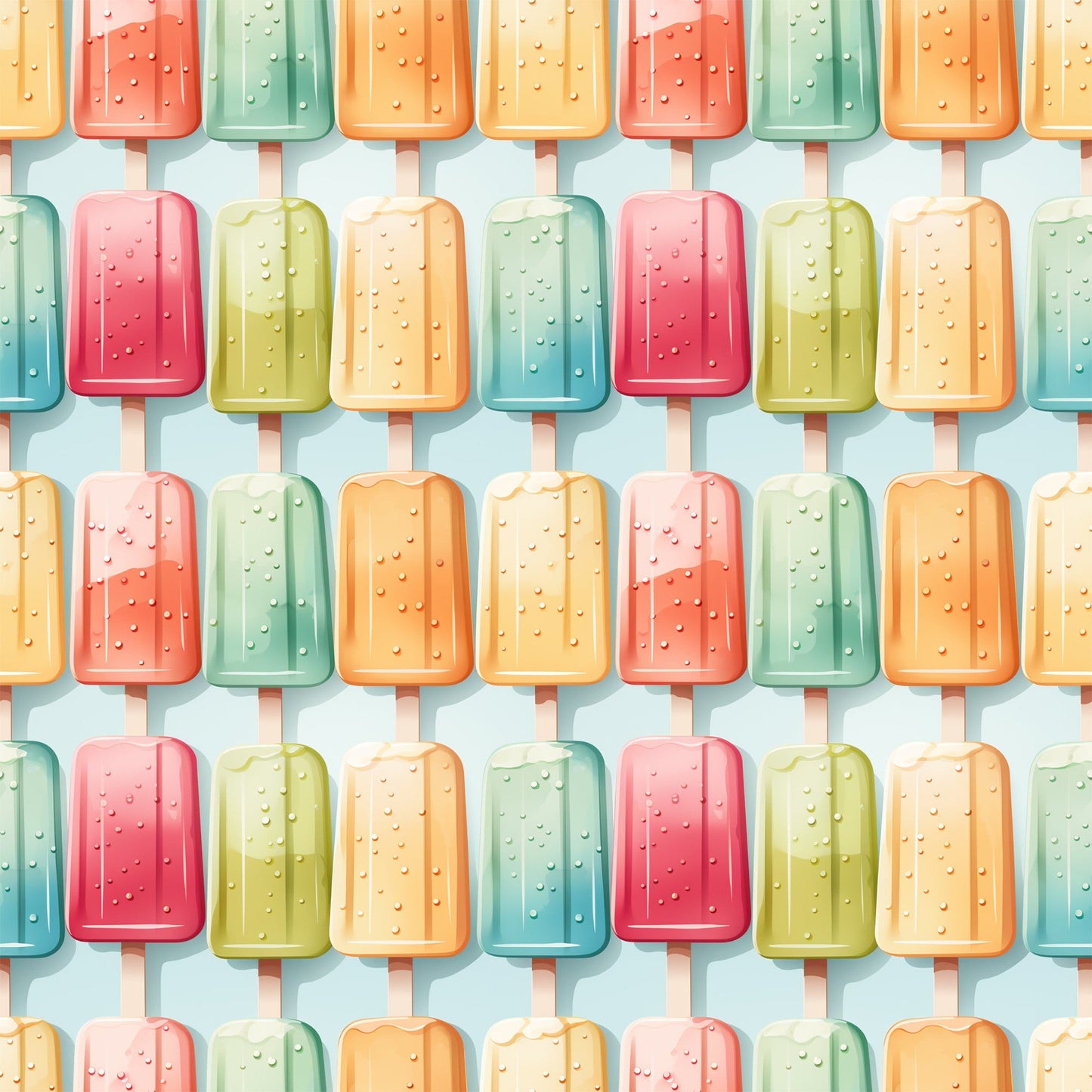 Watercolor Summer Popsicle Pattern 6 Quilting Cotton Fabric
