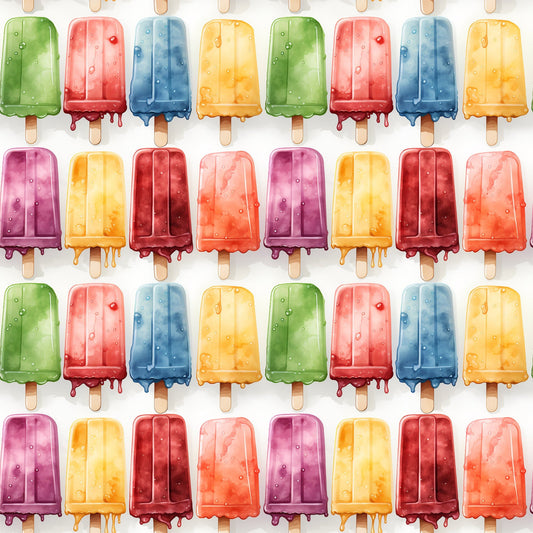 Watercolor Summer Popsicle Pattern 7 Quilting Cotton Fabric