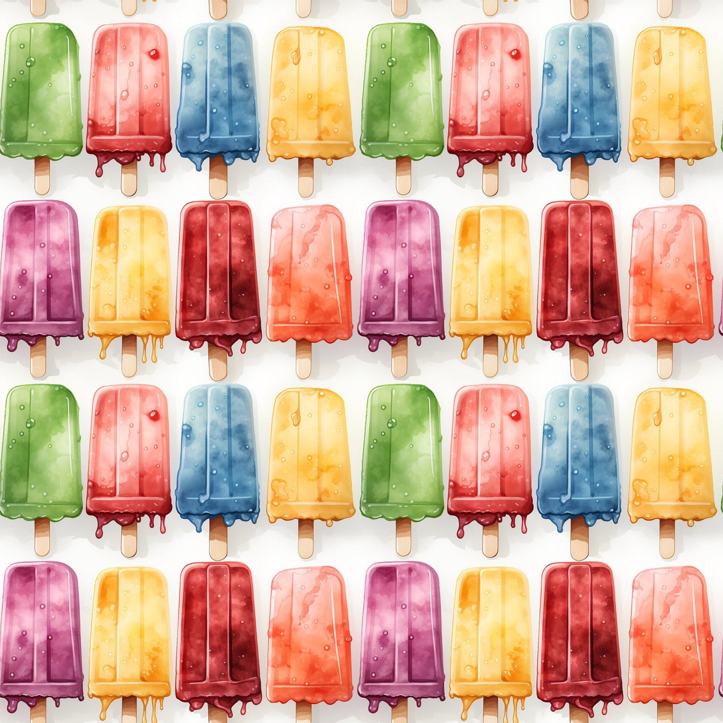 Watercolor Summer Popsicle Pattern 7 Quilting Cotton Fabric