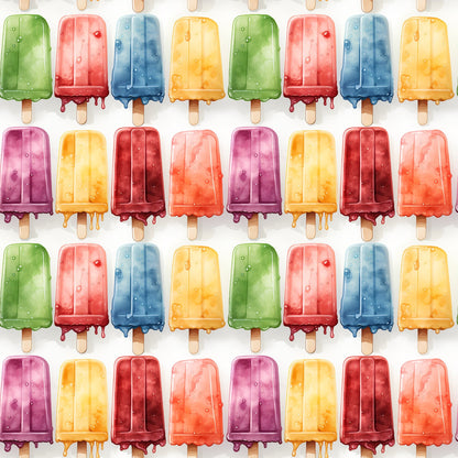 Watercolor Summer Popsicle Pattern 7 Quilting Cotton Fabric