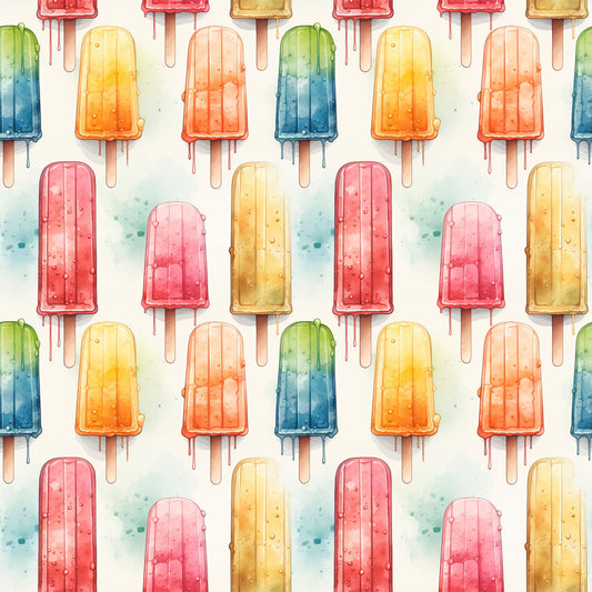 Watercolor Summer Popsicle Pattern 8 Quilting Cotton Fabric