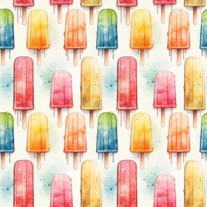 Watercolor Summer Popsicle Pattern 8 Quilting Cotton Fabric