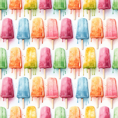 Watercolor Summer Popsicle Pattern 9 Quilting Cotton Fabric