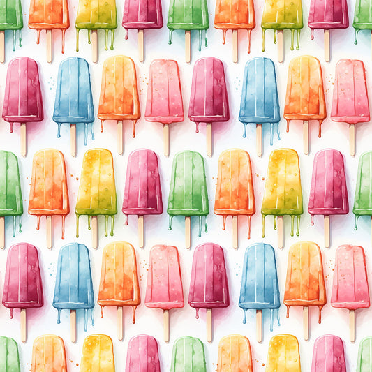 Watercolor Summer Popsicle Pattern 9 Quilting Cotton Fabric
