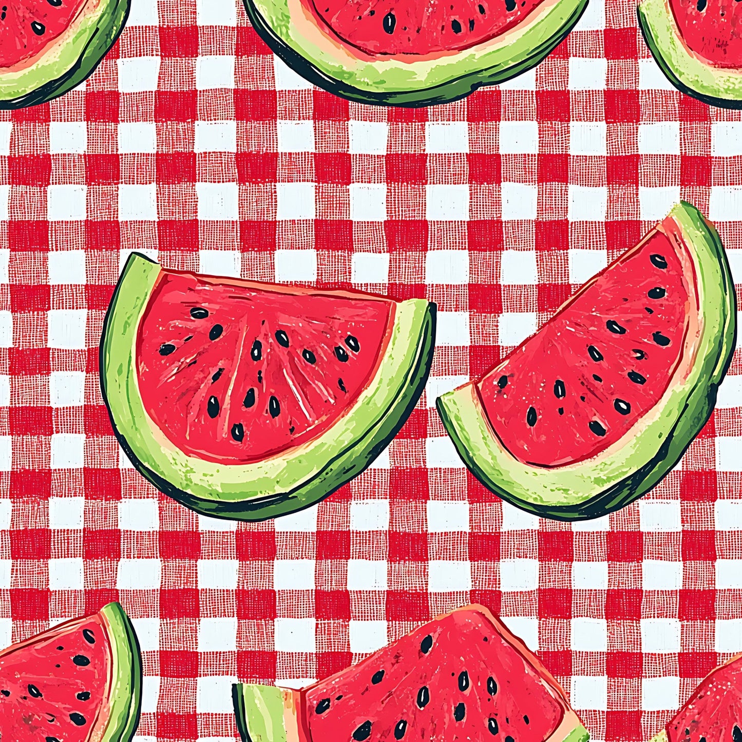 Watermelon Gingham Picnic Pattern 11 Quilting Cotton Fabric