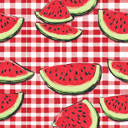 Watermelon Gingham Picnic Pattern 7 Quilting Cotton Fabric