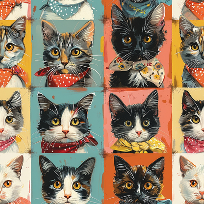 Kerchief Kittens Pattern 1 Minky Fabric