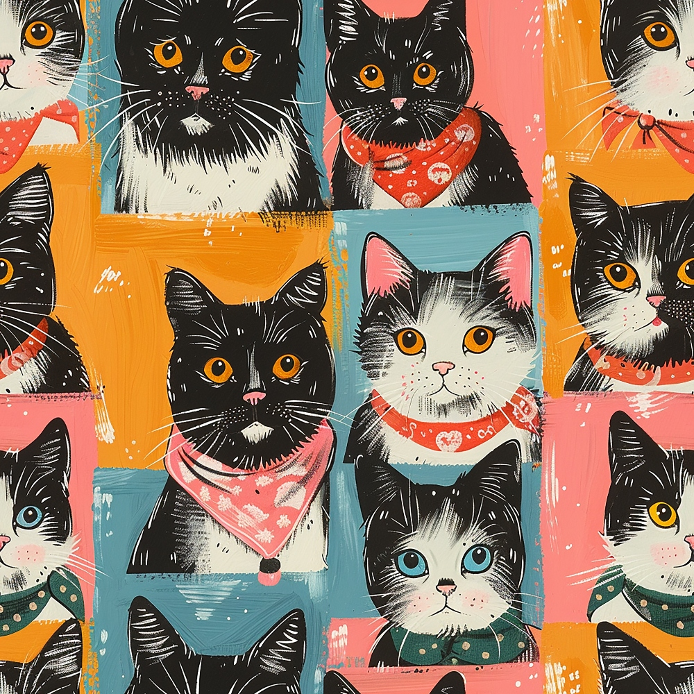 Kerchief Kittens Pattern 2 Minky Fabric