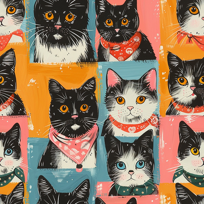 Kerchief Kittens Pattern 2 Minky Fabric