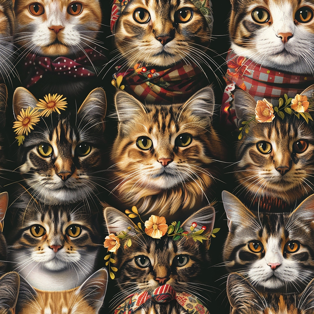 Kerchief Kittens Pattern 4 Minky Fabric