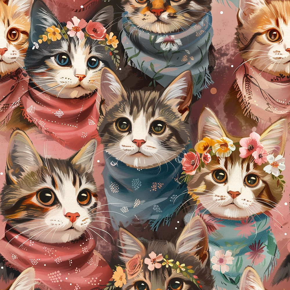 Kerchief Kittens Pattern 8 Minky Fabric