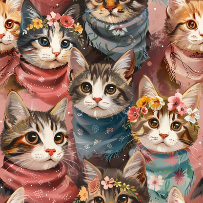 Kerchief Kittens Pattern 8 Minky Fabric