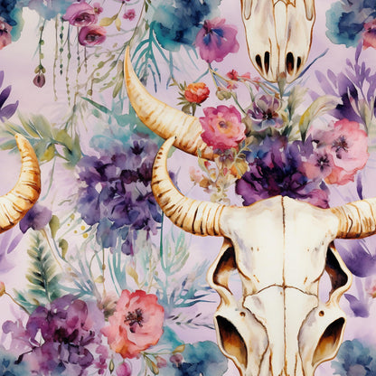 Western Bull Pattern 3 Quilting Cotton Fabric