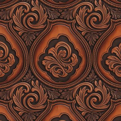 Western Tooled Leather Pattern 1 Quilting Cotton Fabric