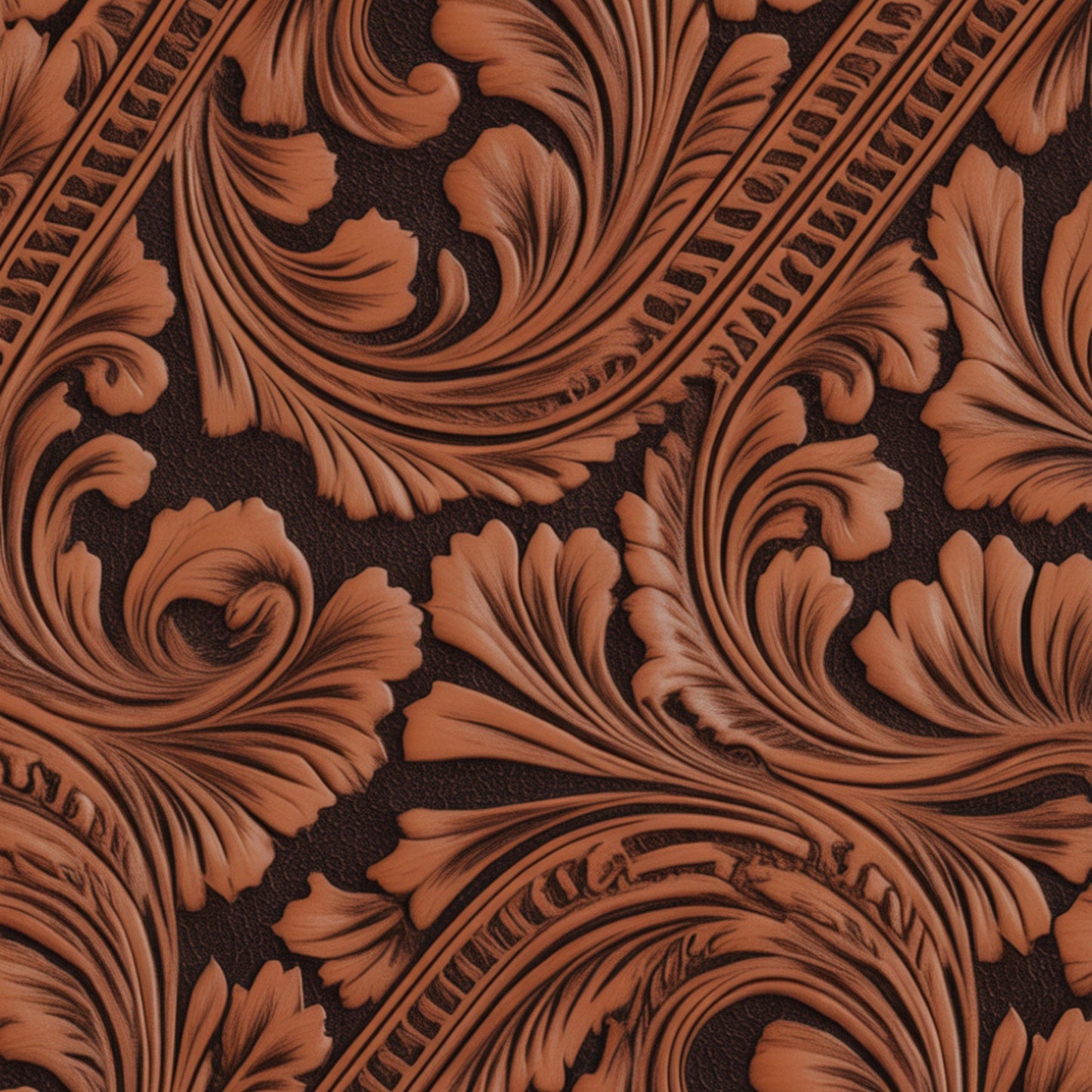 Western Tooled Leather Pattern 11 Quilting Cotton Fabric