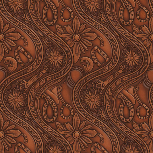 Western Tooled Leather Pattern 13 Quilting Cotton Fabric