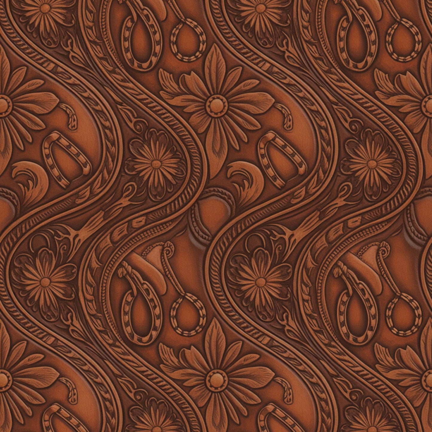 Western Tooled Leather Pattern 13 Quilting Cotton Fabric