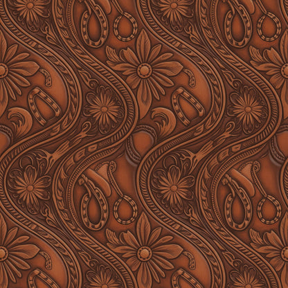 Western Tooled Leather Pattern 13 Quilting Cotton Fabric