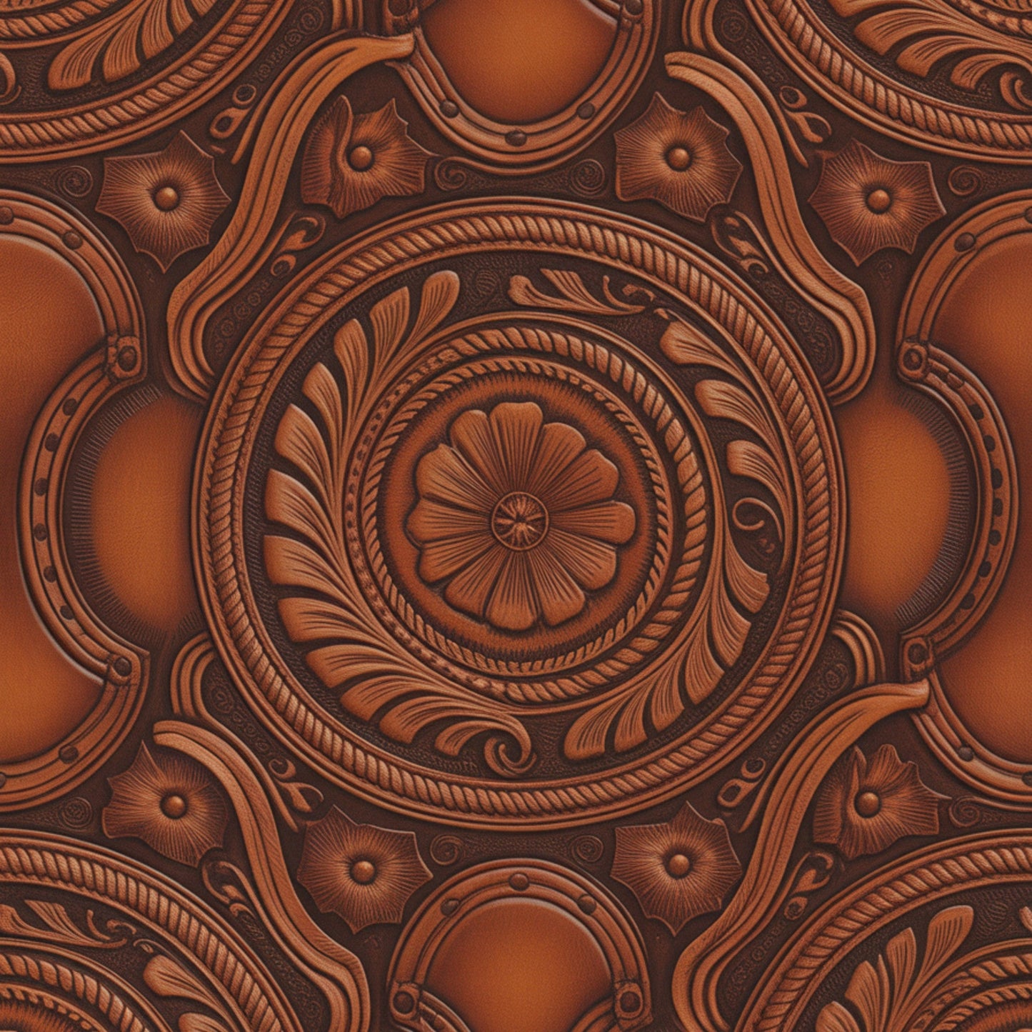 Western Tooled Leather Pattern 14 Quilting Cotton Fabric