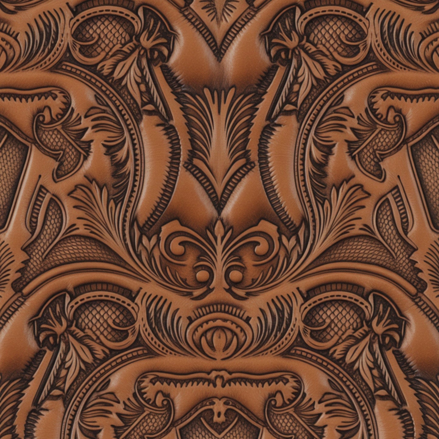 Western Tooled Leather Pattern 3 Quilting Cotton Fabric