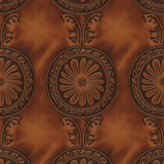 Western Tooled Leather Pattern 4 Quilting Cotton Fabric