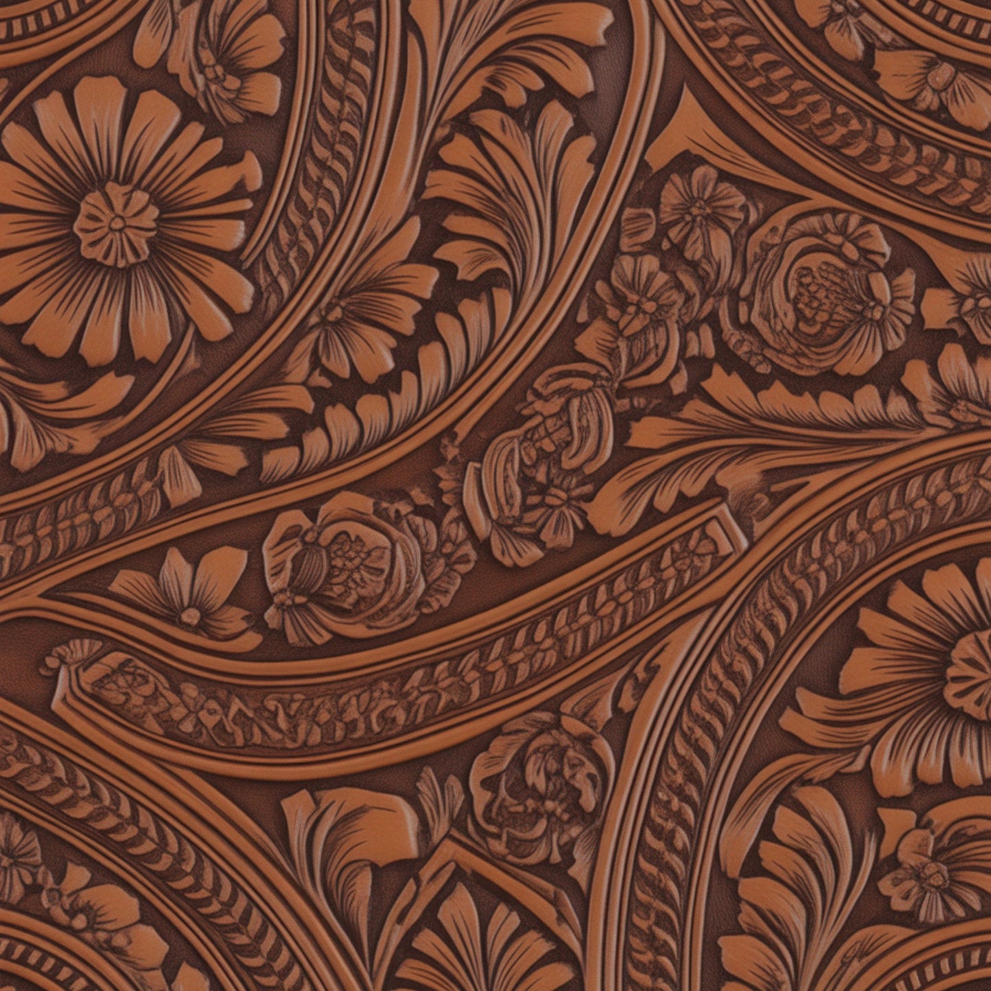 Western Tooled Leather Pattern 6 Quilting Cotton Fabric