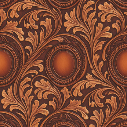 Western Tooled Leather Pattern 8 Quilting Cotton Fabric