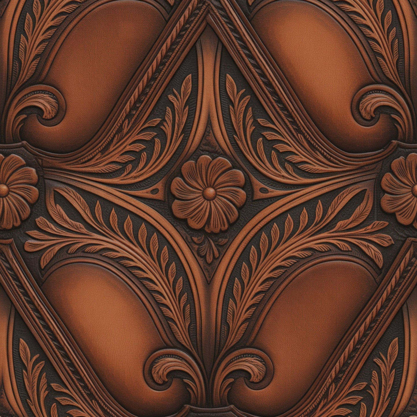 Western Tooled Leather Pattern 9 Quilting Cotton Fabric