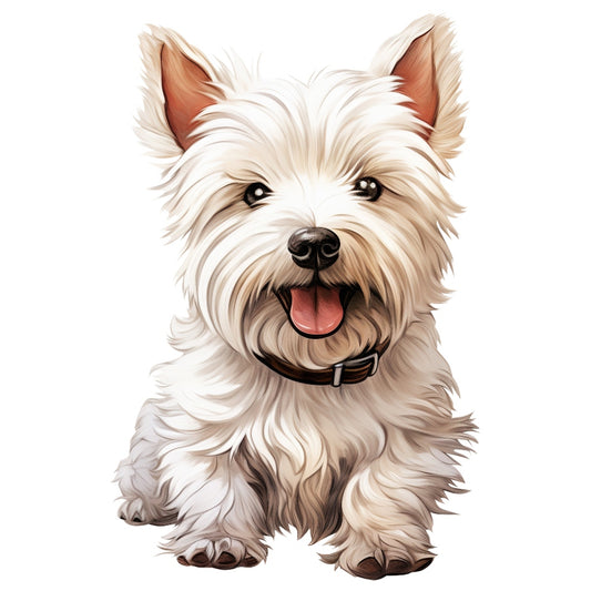 Westie Dog Fabric Panel featuring a detailed white West Highland Terrier print on premium quilting cotton.