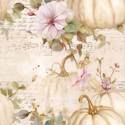White Fall Pumpkins Pattern 1 Quilting Cotton Fabric