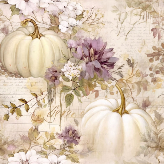 White Fall Pumpkins Pattern 18 Quilting Cotton Fabric