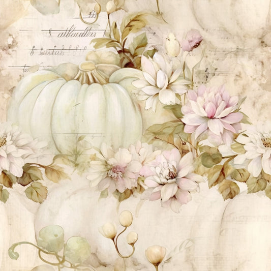 White Fall Pumpkins Pattern 8 Quilting Cotton Fabric
