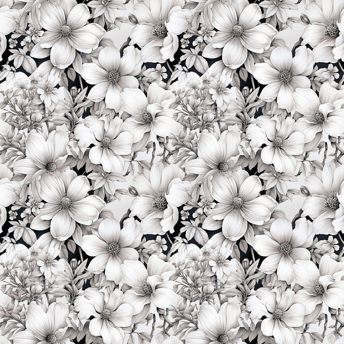 White Flowers Pattern 1 Quilting Cotton Fabric