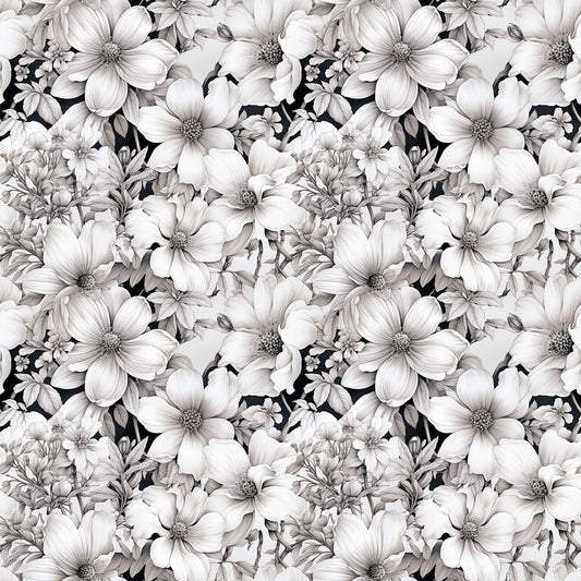 White Flowers Pattern 1 Quilting Cotton Fabric