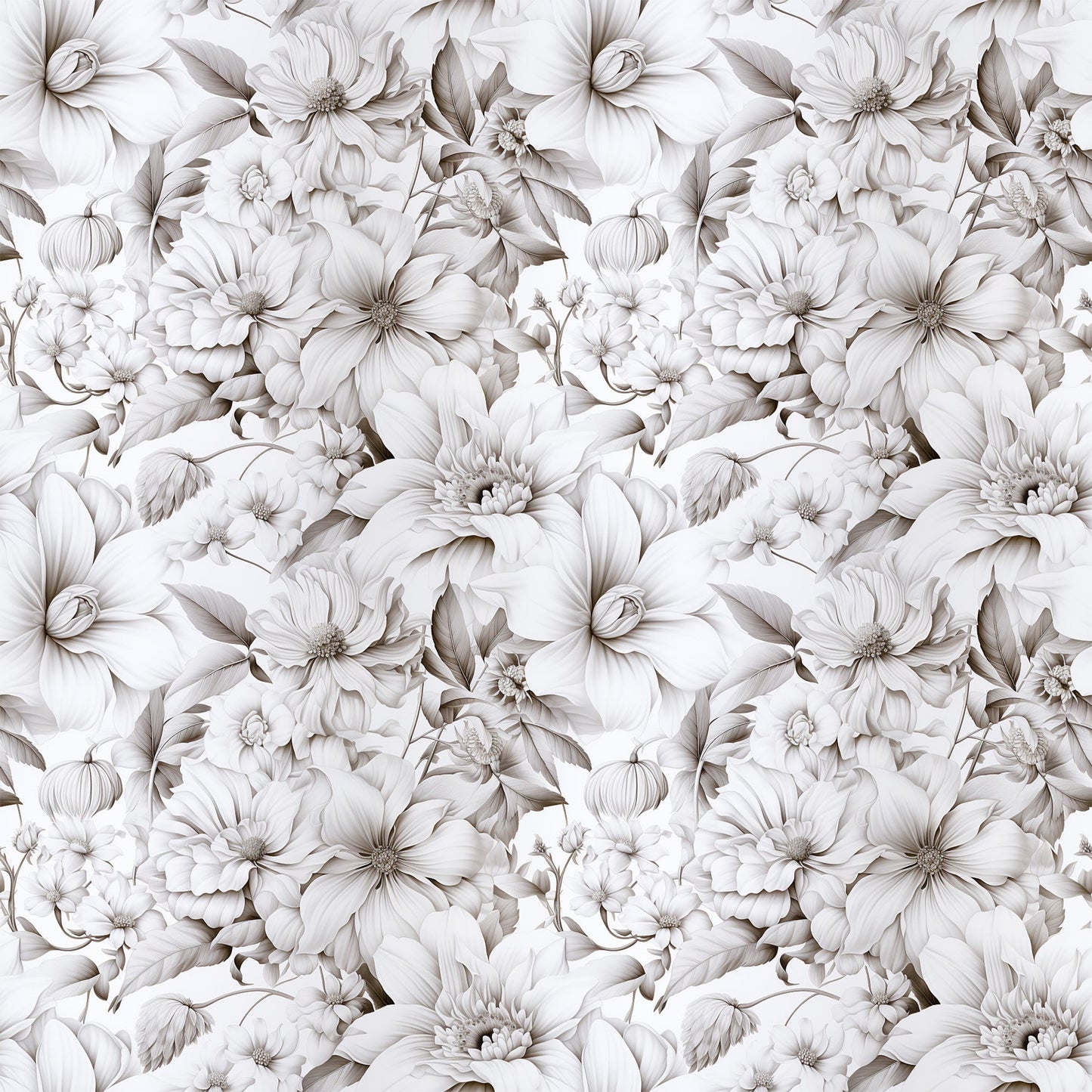 White Flowers Pattern 10 Quilting Cotton Fabric