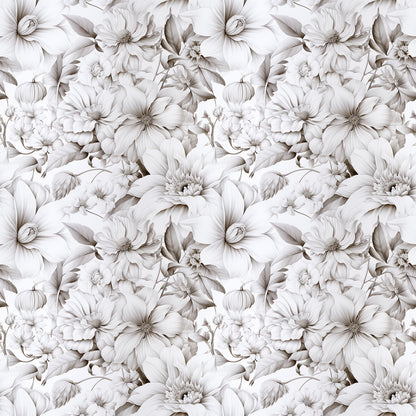White Flowers Pattern 10 Quilting Cotton Fabric