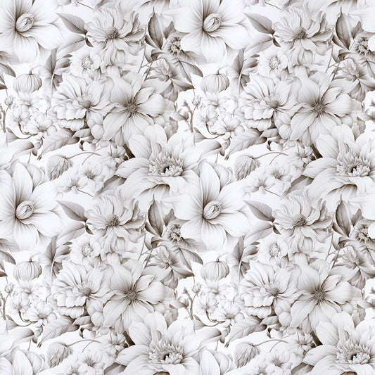 White Flowers Pattern 10 Quilting Cotton Fabric