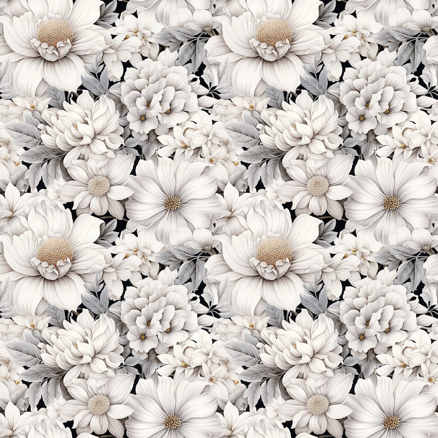 White Flowers Pattern 11 Quilting Cotton Fabric
