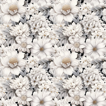 White Flowers Pattern 11 Quilting Cotton Fabric