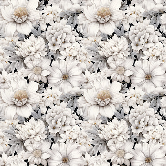 White Flowers Pattern 11 Quilting Cotton Fabric