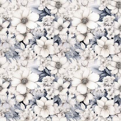 White Flowers Pattern 12 Quilting Cotton Fabric